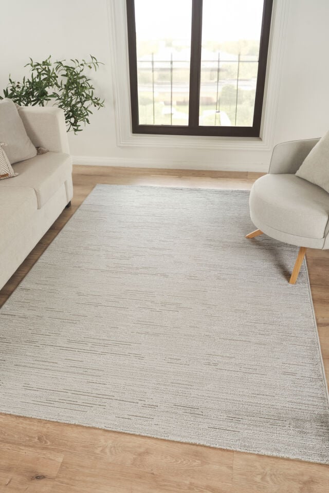 Modern Dokuma Halı Gri Düz Desen Özel Ölçü