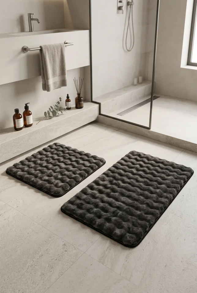 Bubble Antrasit 2li Banyo Paspas Takımı