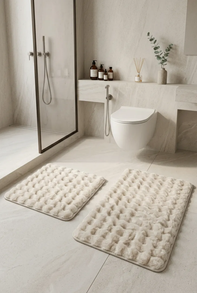 Bubble Bej 2li Banyo Paspas Takımı